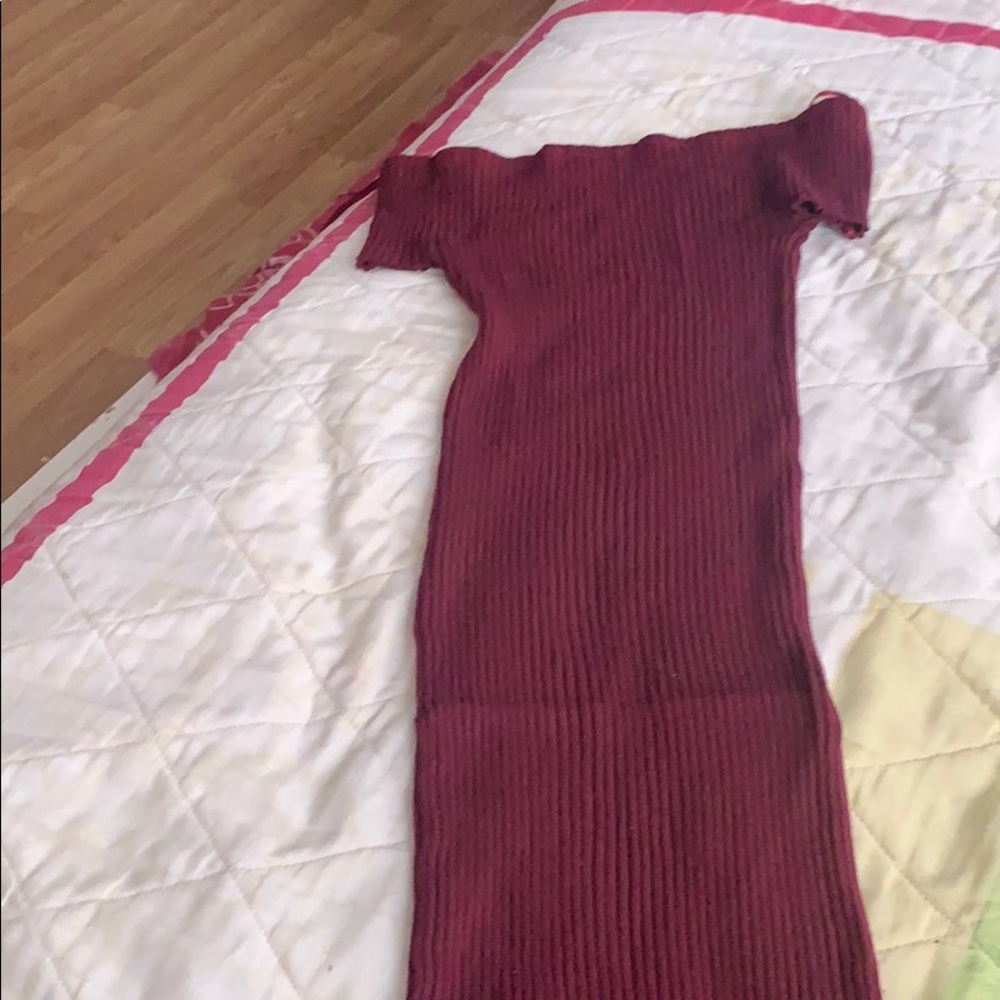 Burgundy off the shoulder dress